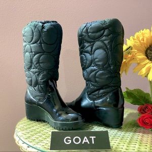 Coach Cantina Black Quilted Puffer Boots Size 5.5